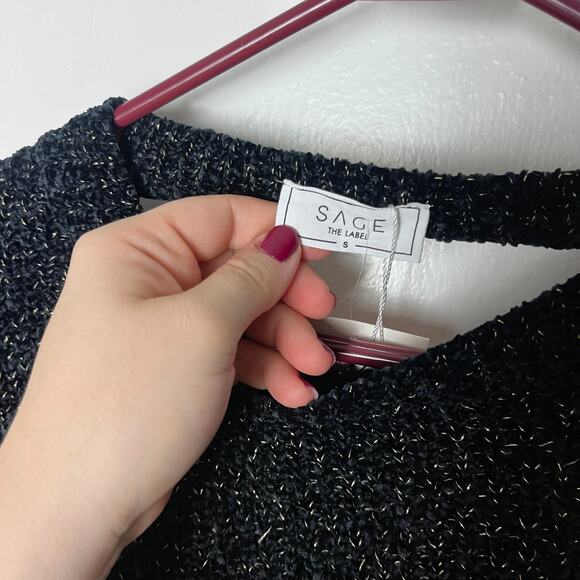 Sage the Label Women's Black Open Back Slouchy Twist Chunky Sweater Small NEW - Picture 5 of 8